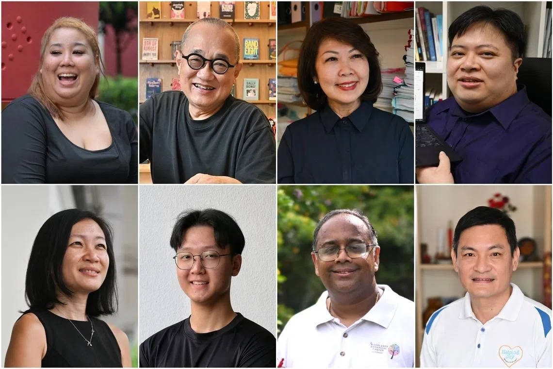 The nominees for ST’s Singaporean of the Year are (top row, from left) Ms Lydia Susiyanti Sukarbi, Mr Edmund Wee, Ms Peggy Yee, Mr Robert Sim; (bottom row, from left) Dr Chen Shiling, Mr Darryl Lee, Mr Ganesh Kumar, Mr Steven Goh.