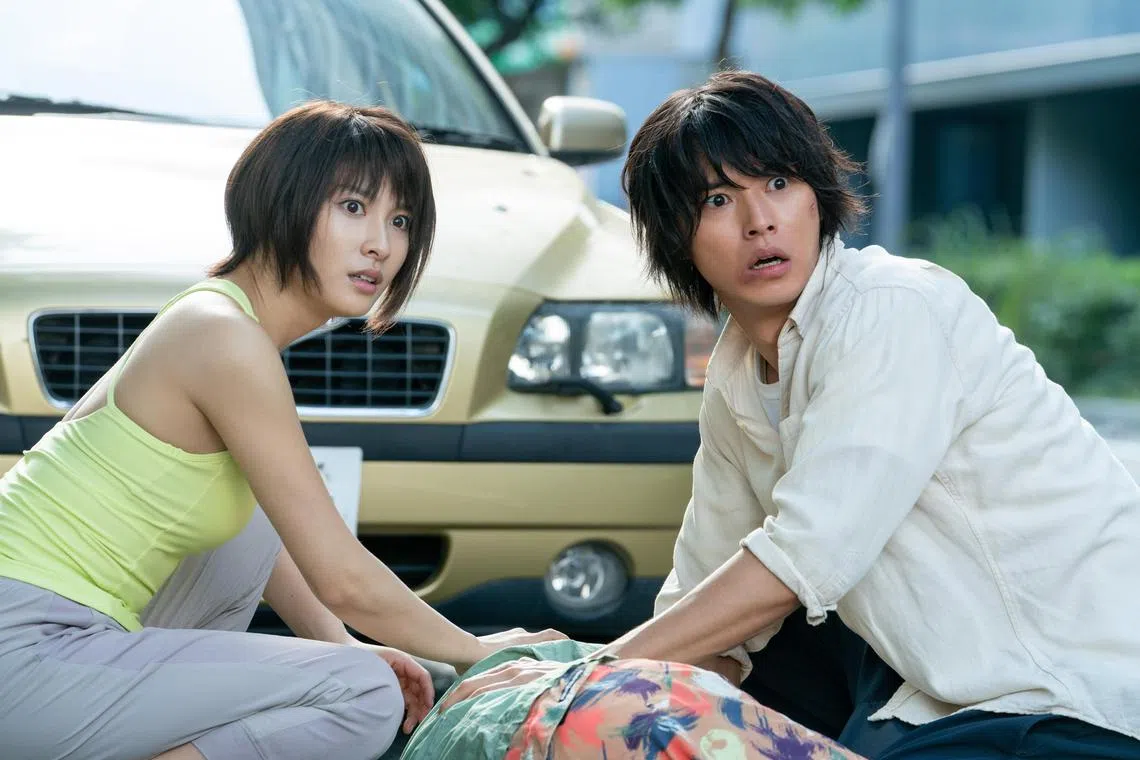 Tao Tsuchiya (left) and Kento Yamazaki reprise their roles as Usagi and Arisu in season two of Alice In Borderland.
