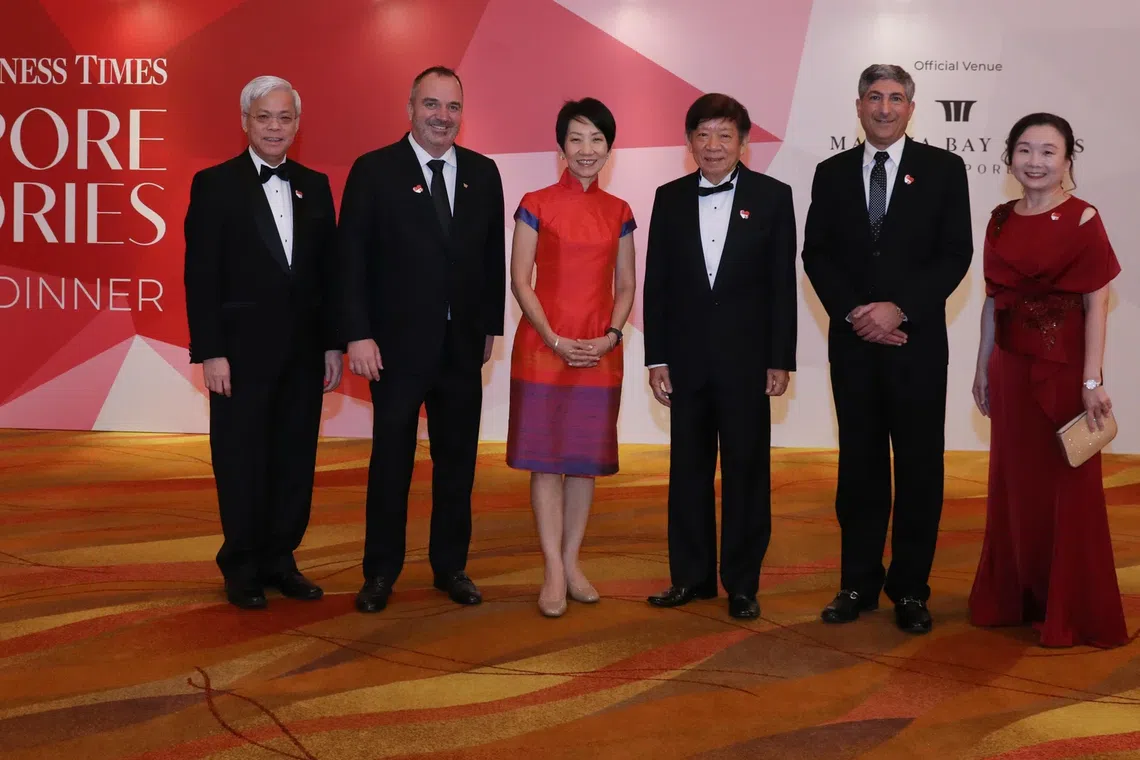 (From left) SPH Media chief executive Chan Yeng Kit; MBS COO Paul Town; Minister-in-charge of Trade Relations and Minister for Sustainability and the Environment Grace Fu; SPH Media chairman Khaw Boon Wan; MBS senior vice-president for communications and corporate affairs Nicholas Ionides; and BT editor Chen Huifen.