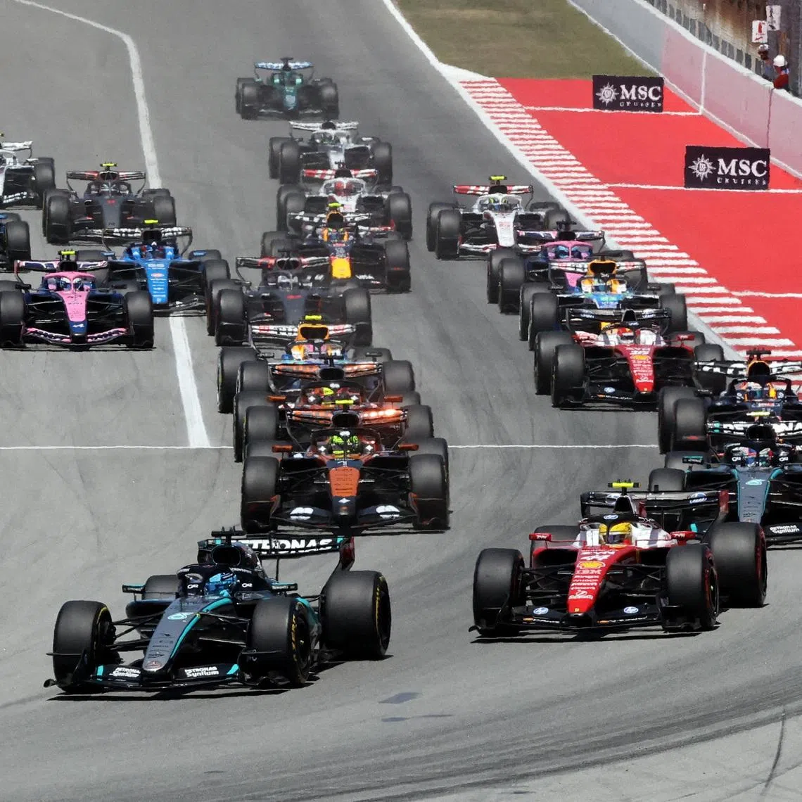 Formula One F1 - Barcelona-Catalunya Grand Prix - Circuit de Barcelona-Catalunya, Barcelona, Spain - June 14, 2026 general view after the start of the race REUTERS/Nacho Doce