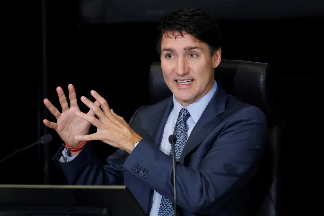 Canada's Prime Minister Justin Trudeau takes part in public hearings for an independent commission probing alleged foreign interference in Canadian elections in Ottawa, Ontario, Canada October 16, 2024. REUTERS/Blair Gable