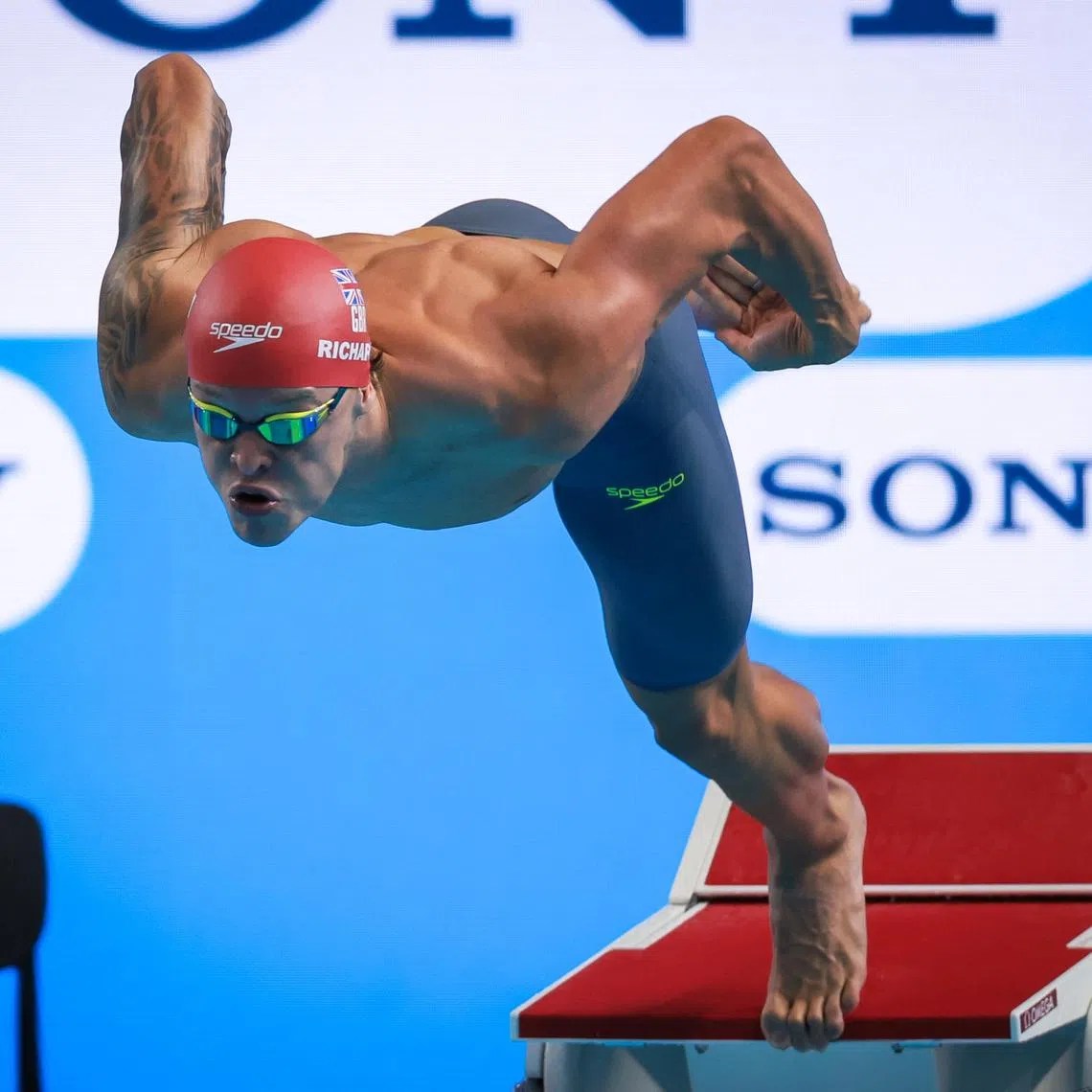 Britain's Matthew Richards in the
Men's 100m Freestyle Heats at the World Aquatics Championships at the WCH Arena on July 30, 2025.