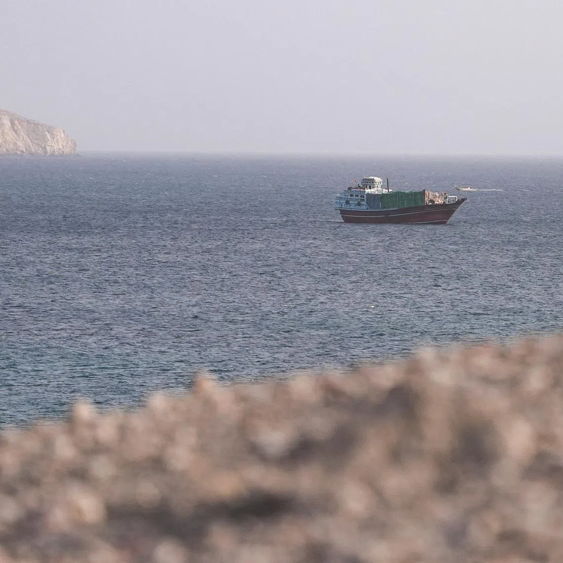 A vessel in the Strait of Hormuz, as seen from Musandam,Oman, July 16.