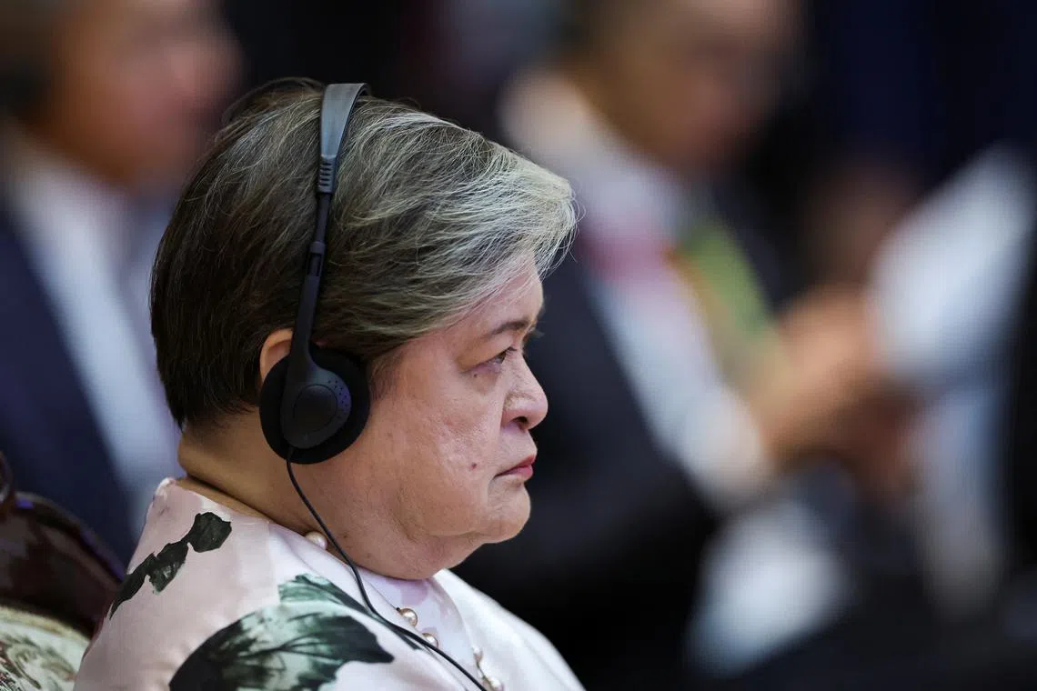 FILE PHOTO: Philippines' Foreign Affairs Undersecretary Ma. Theresa P. Lazaro attends the retreat session of the 45th ASEAN Summit at the National Convention Centre in Vientiane, Laos, October 9, 2024. REUTERS/Athit Perawongmetha/File Photo
