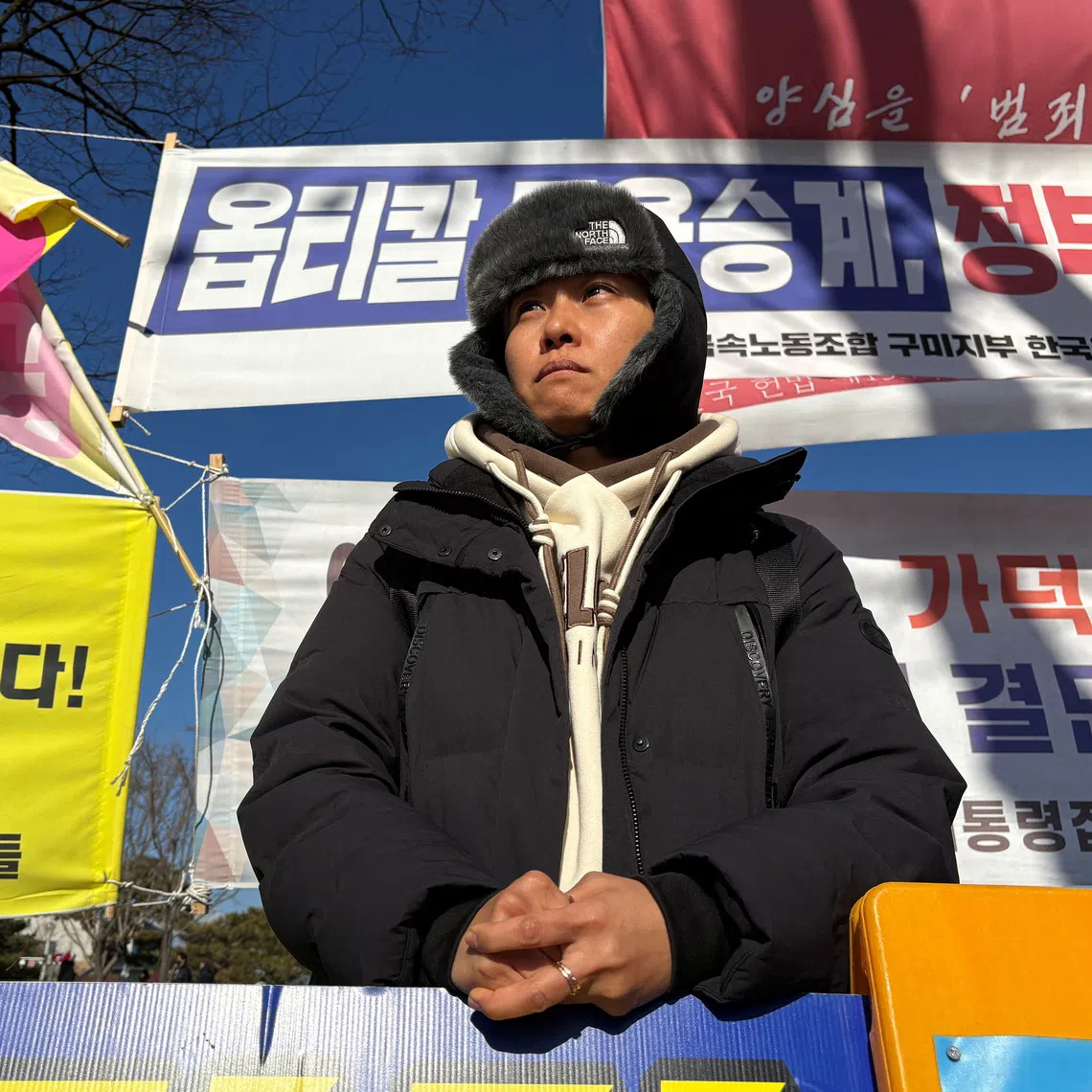 Ms Ryu Kum-ji, 42, who lost both parents in the plane crash, stages a solo protest near the Presidential Office in Seoul on Dec 25.