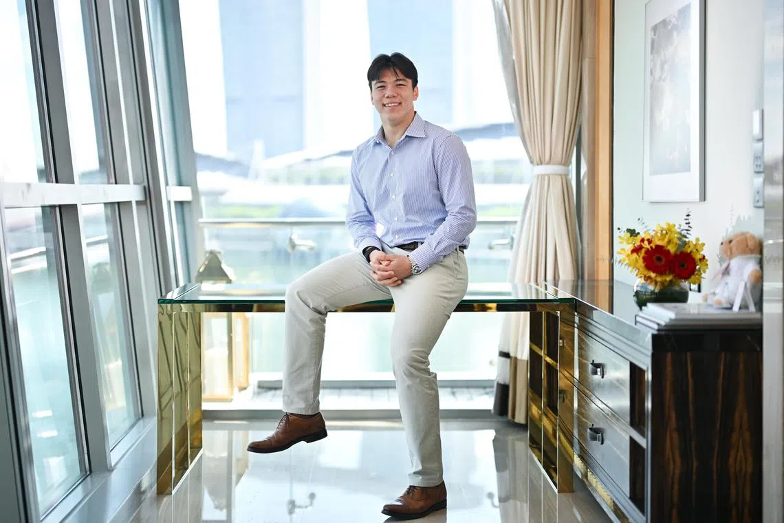 ST20241108-202430300716-Lim Yaohui-Kimberly Kwek-kkmax24/
Interview with ST Singaporean of the Year finalist Maximilian Maeder, also known as Max Maeder, at The Fullerton Bay Hotel Singapore on Nov 8, 2024.
(ST PHOTO: LIM YAOHUI)