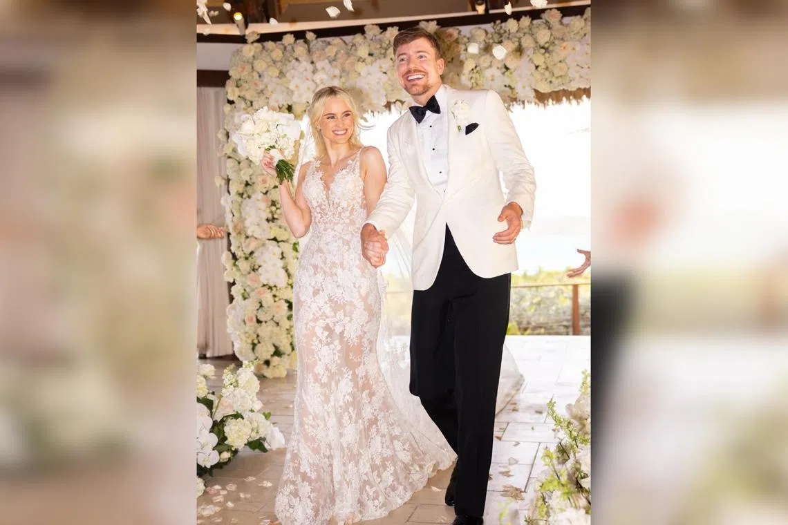 Jimmy Donaldson, better known as MrBeast, and Thea Booysen, both 28, married on a private island in the British Virgin Islands.