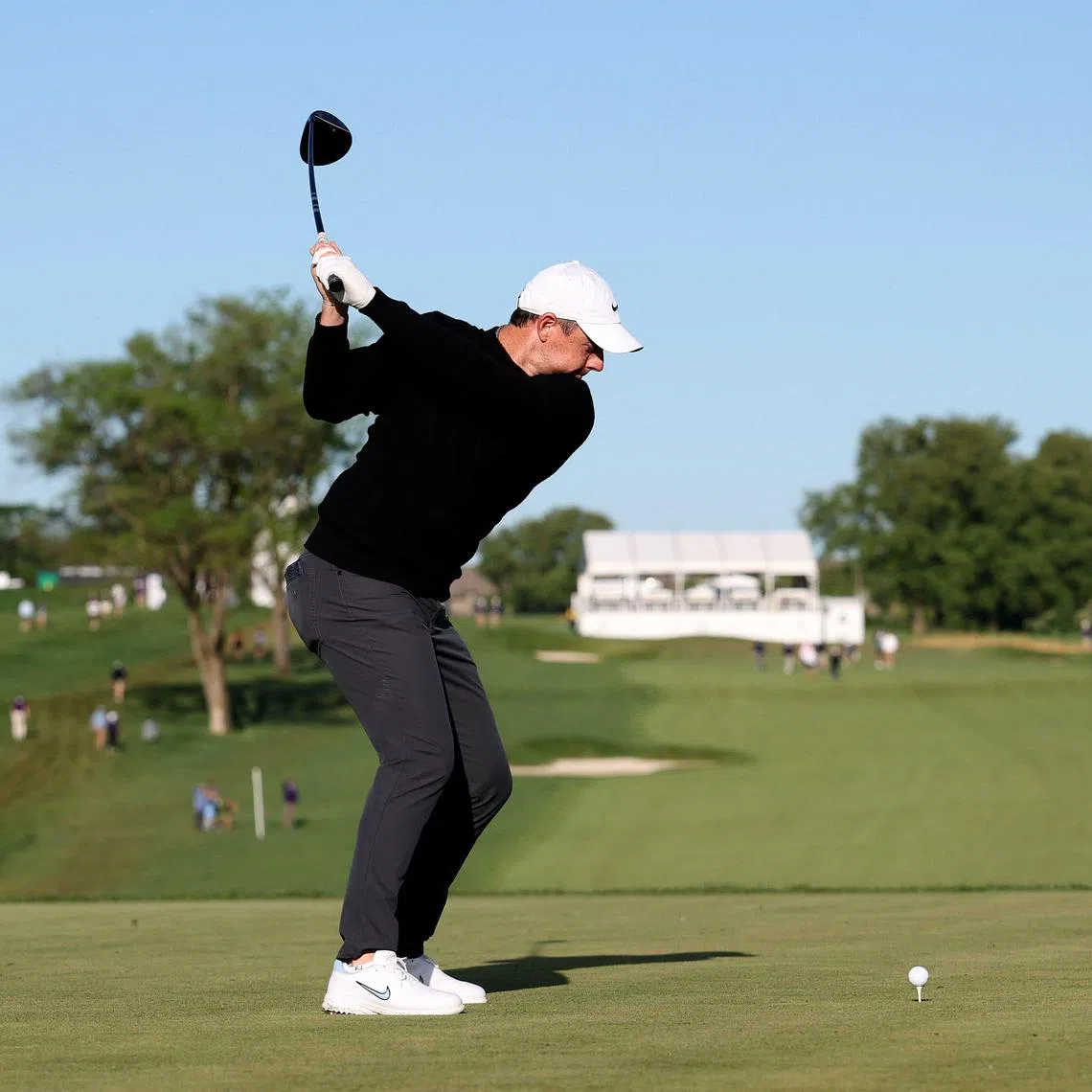 Northern Ireland's Rory McIlroy in action during the Pro Am event prior to the Truist Championship, in Flourtown, Pennsylvania, on May 7. 