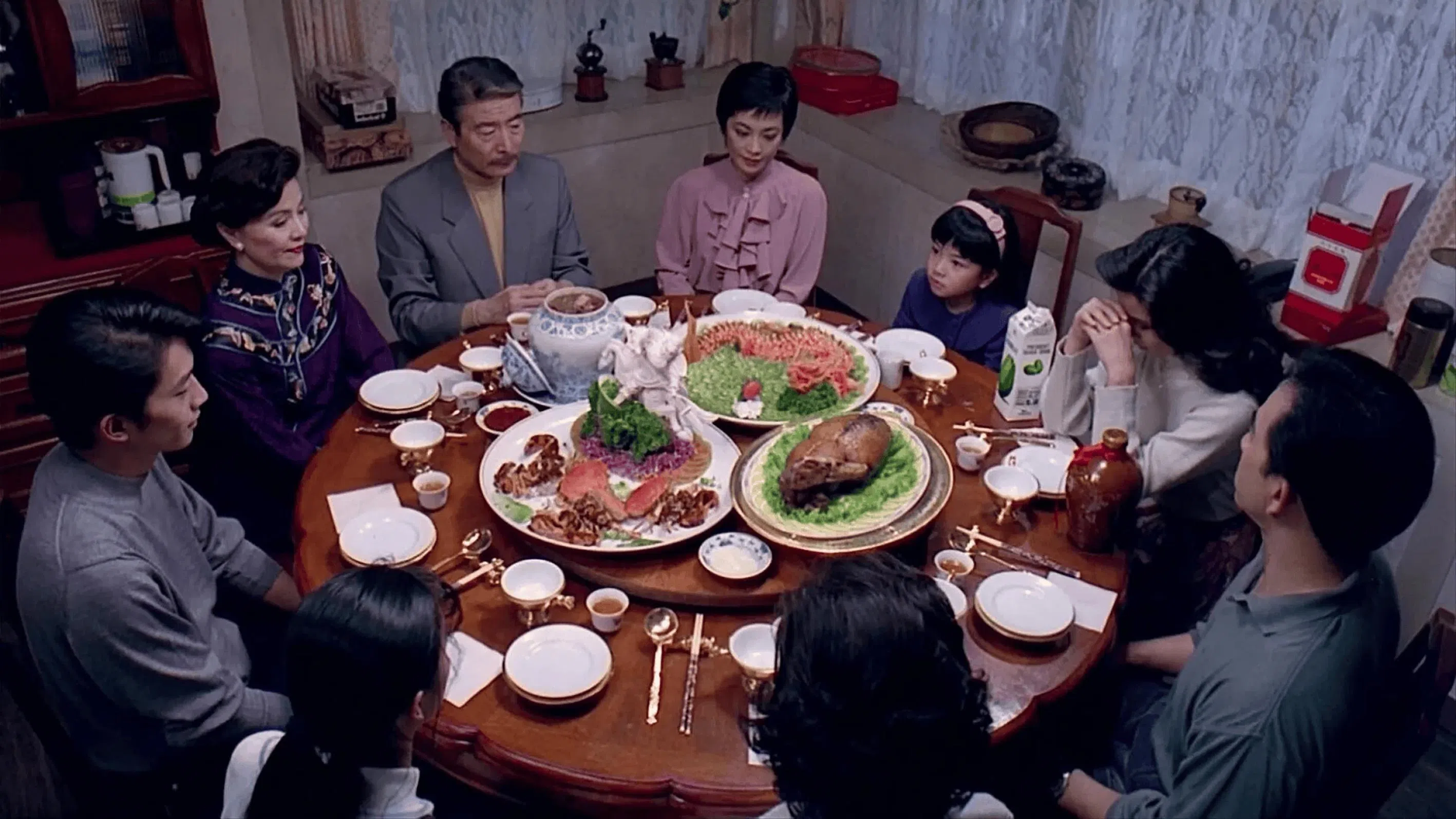Eat Drink Man Woman (1994) is a study of a widower (Lung Sihung, top) and a Taiwanese family evolving with the times.
