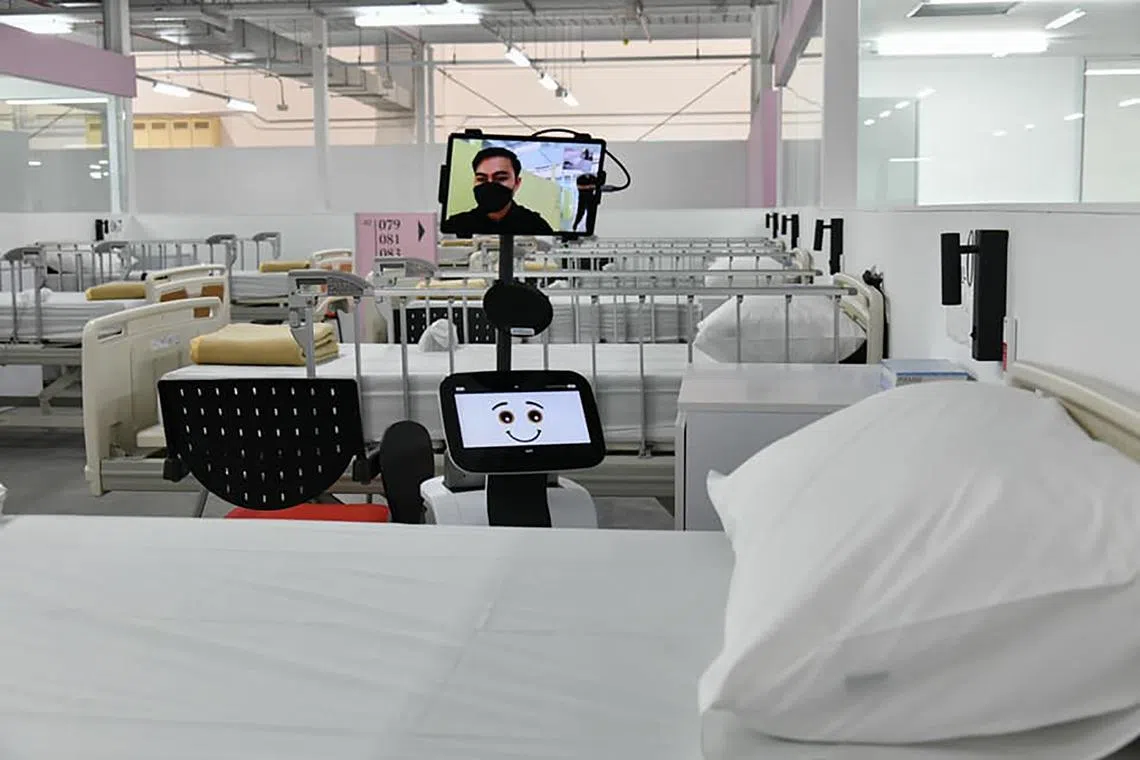 Transitional Care Facilities, such as the one in Changi Expo Hall 9, were set up during the Covid-19 pandemic to provide bed capacity.