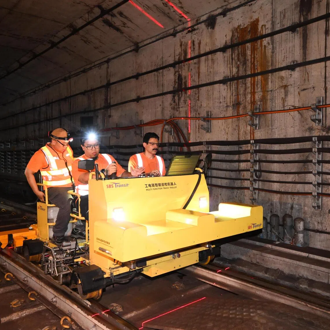 ST20251010_202529200160/esrail11/Shintaro Tay/

LTA media showcase on Oct 10, 2025 at Steven’s MRT station. To show rail operators using technology to keep our rail infrastructure, specifically tracks and track work/maintenance, in top condition.

Feature on the Multi-function Track Trolley (Rail Rover): As part of their maintenance of the Downtown Line (DTL), SBST deploys the Rail Rover, an innovative multi-function track trolley. It utilises ultrasonic and laser technology for comprehensive rail infrastructure monitoring, including defect detection, track geometry measurement, structural health monitoring, and water seepage detection.