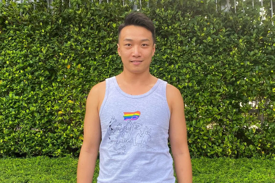 LGBTQ activist Jimmy Sham poses for photos outside the Legislative Council Complex in Hong Kong, China, July 3, 2025. REUTERS/Jessie Pang