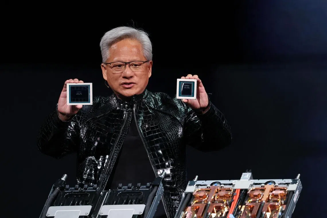 Nvidia founder and CEO Jensen Huang introduces the new Rubin and Vera chips at the CES 2026 trade show on Jan 5.