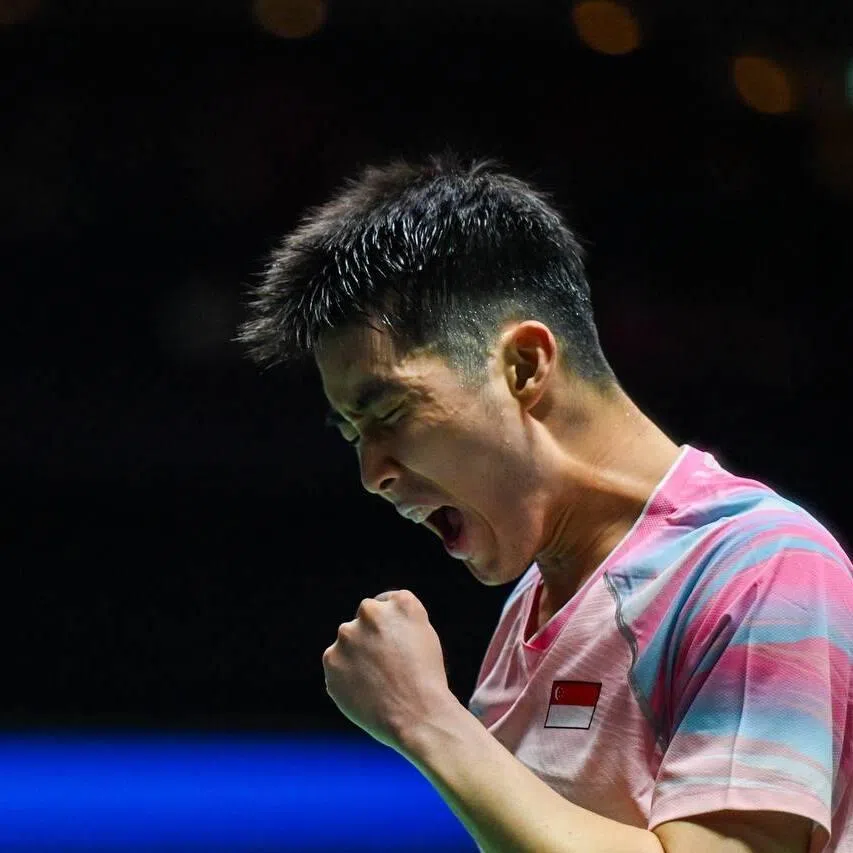 Singapore’s Loh Kean Yew in action during the quarter-finals of the KFF Singapore Badminton Open at the Singapore Indoor Stadium on May 29.