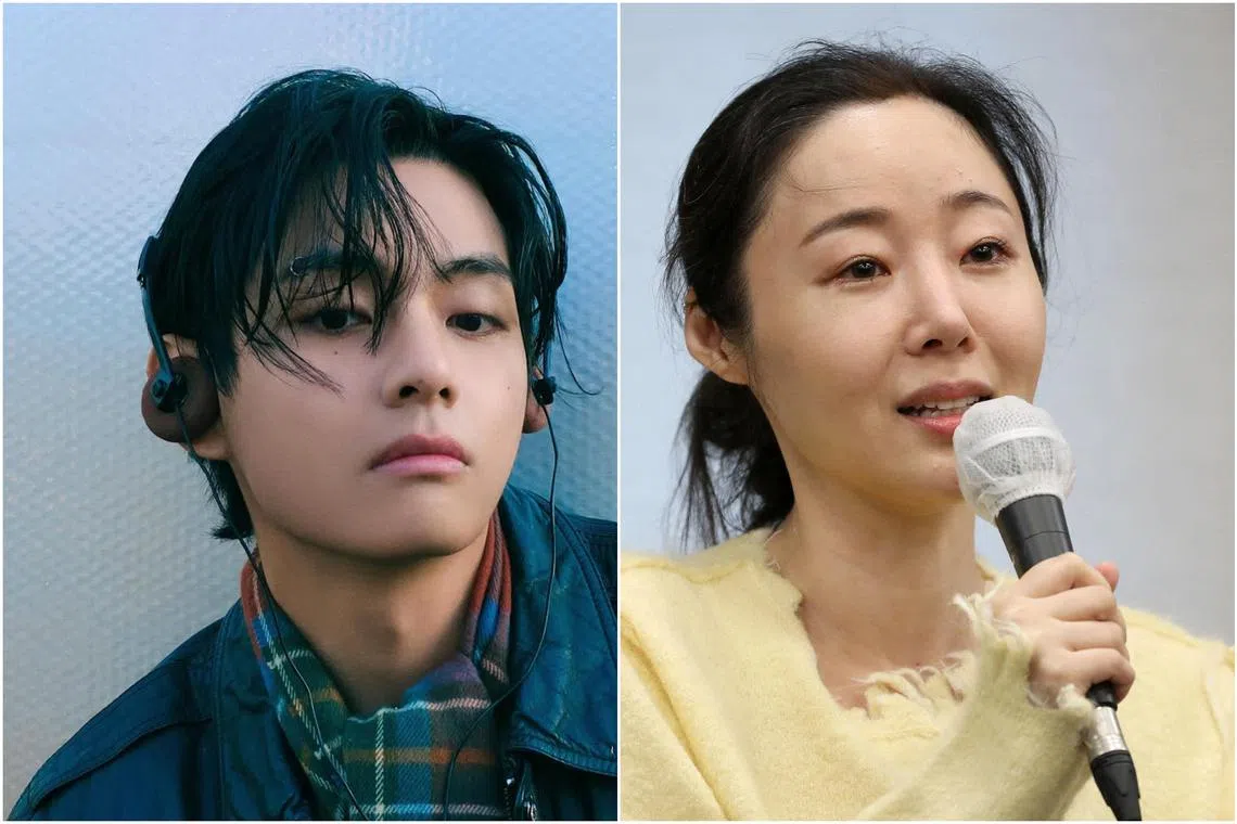 BTS singer V (above) worked with Min Hee-jin on his debut solo album, Layover.