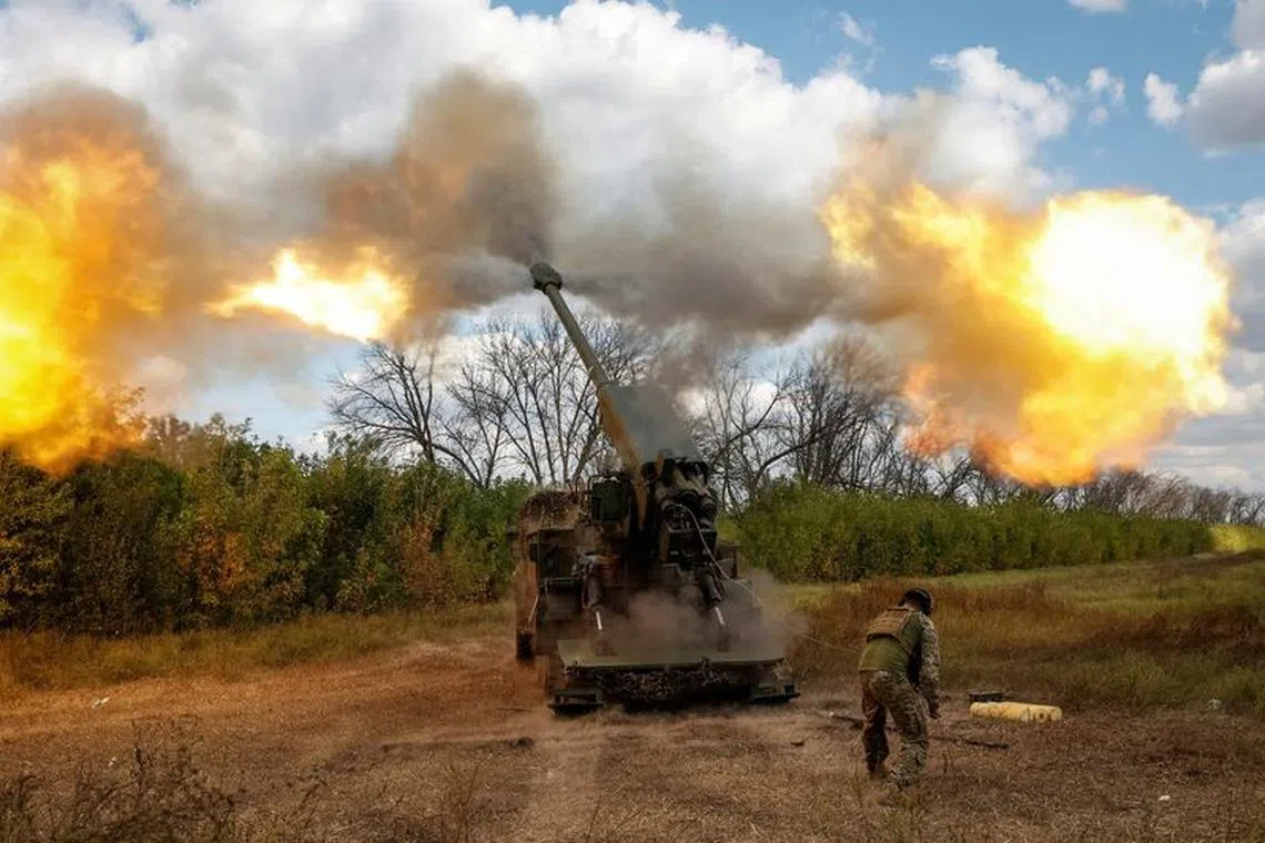 FILE PHOTO: A Ukrainian serviceman fires a 2S22 Bohdana self-propelled howitzer towards Russian troops, amid Russia's attack on Ukraine, at a position in Donetsk region, Ukraine September 13, 2023. Radio Free Europe/Radio Liberty/Serhii Nuzhnenko via REUTERS