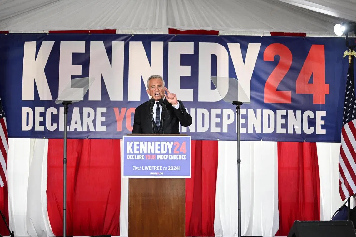 Robert F Kennedy Jr. announces his entry to the 2024 presidential race as an independent candidate in Philadelphia.