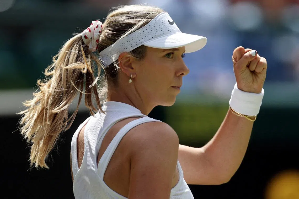 FILE PHOTO: Tennis - Wimbledon - All England Lawn Tennis and Croquet Club, London, Britain - July 4, 2024 Britain's Katie Boulter reacts during her second round match against Britain's Harriet Dart REUTERS/Paul Childs/File Photo