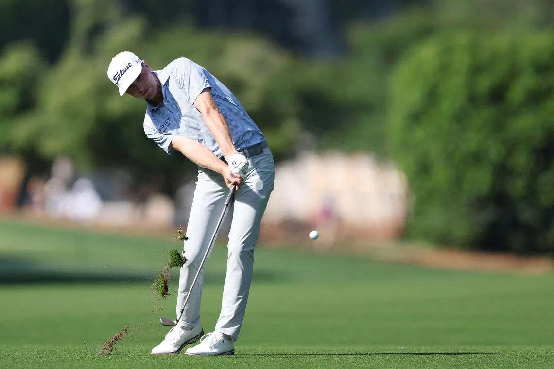 Ryan Gerard, of the United States, hits an approach shot during the first round of the PGA Championship.