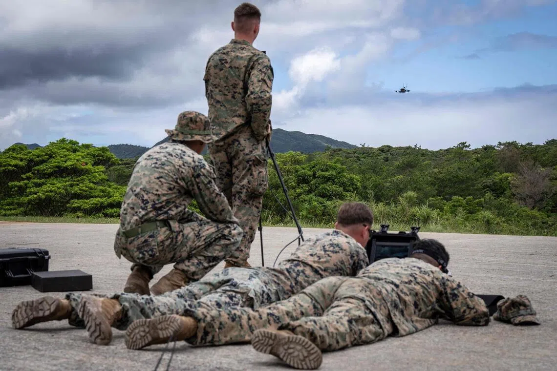 US Marines training in Okinawa. Since 2024, a series of sexual crimes involving US service members in the southern prefecture has come to light.