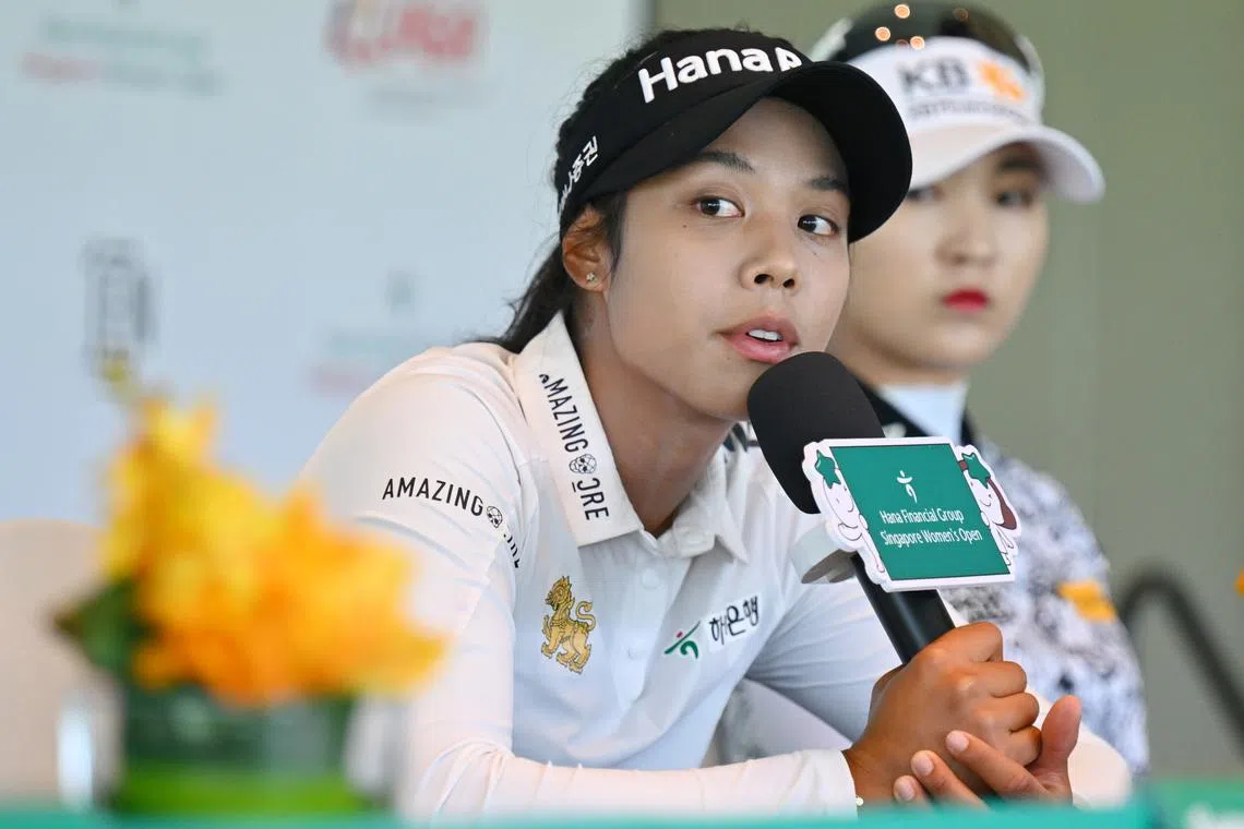 ST20240306_202450727545/kkgolf06/Shintaro Tay/Kimberly Kwek/

The Hana Financial Group Singapore Women's Open Press Conference was held at Tanah Merah Country Club on March 6, 2024.

Defending champion Park Ji-young, who won three titles in the 2023 season, will be looking to kick off her 2024 campaign with a win at Tanah Merah Country Club. Also in attendance are Thai LPGA golfer Patty Tavatanakit, 2023 KLPGA Player of the Year Lee Ye-won, 2023 KLPGA Rookie of the Year Kim Min-byeol, Korean national golfer Lee Hyo-song, Malaysia’s Ashley Lau and Singapore professional Koh Sock Hwee.