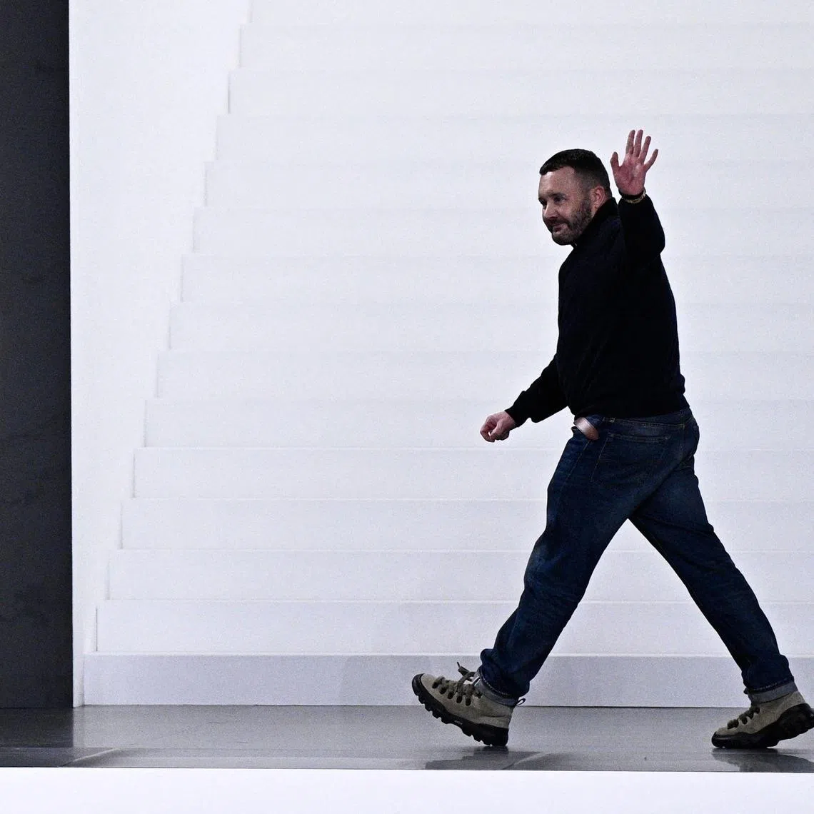 British designer Kim Jones after the presentation of his collection for Dior fashion house at the Paris Fashion Week on Jan 24. 