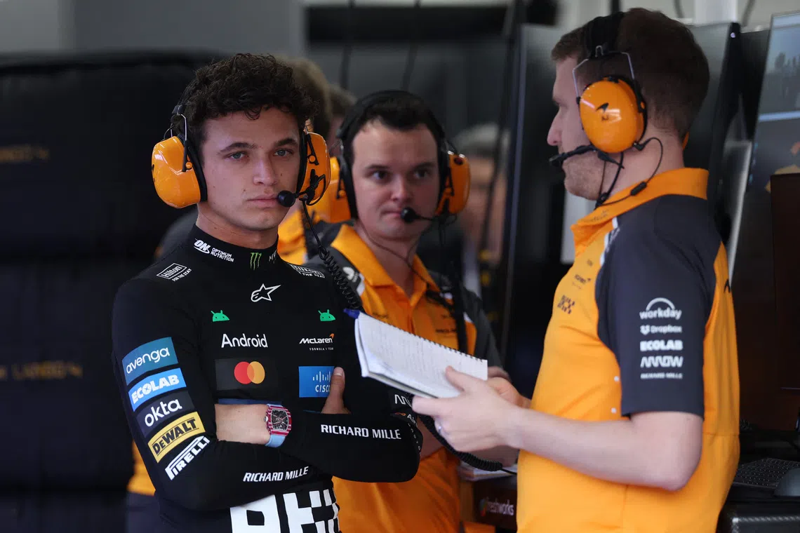 Formula One F1 - Qatar Grand Prix - Lusail International Circuit, Lusail, Qatar - November 28, 2025 McLaren's Lando Norris during practice REUTERS/Thaier Al-Sudani