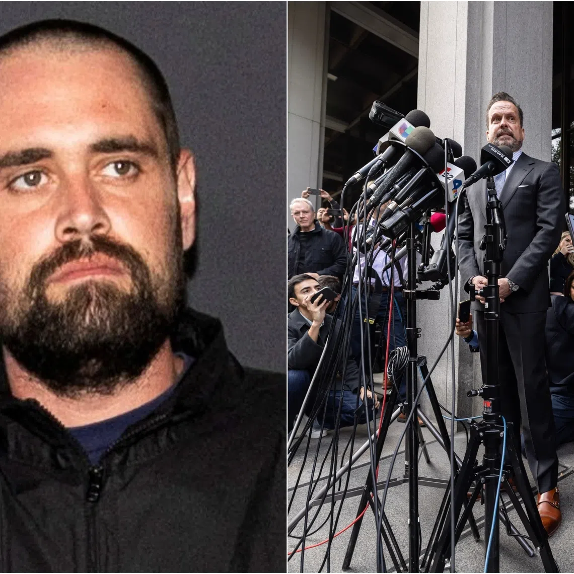 Nick Reiner (left) made his first court appearance on Dec 17, with his lawyer, Alan Jackson, who spoke afterwards to the press.