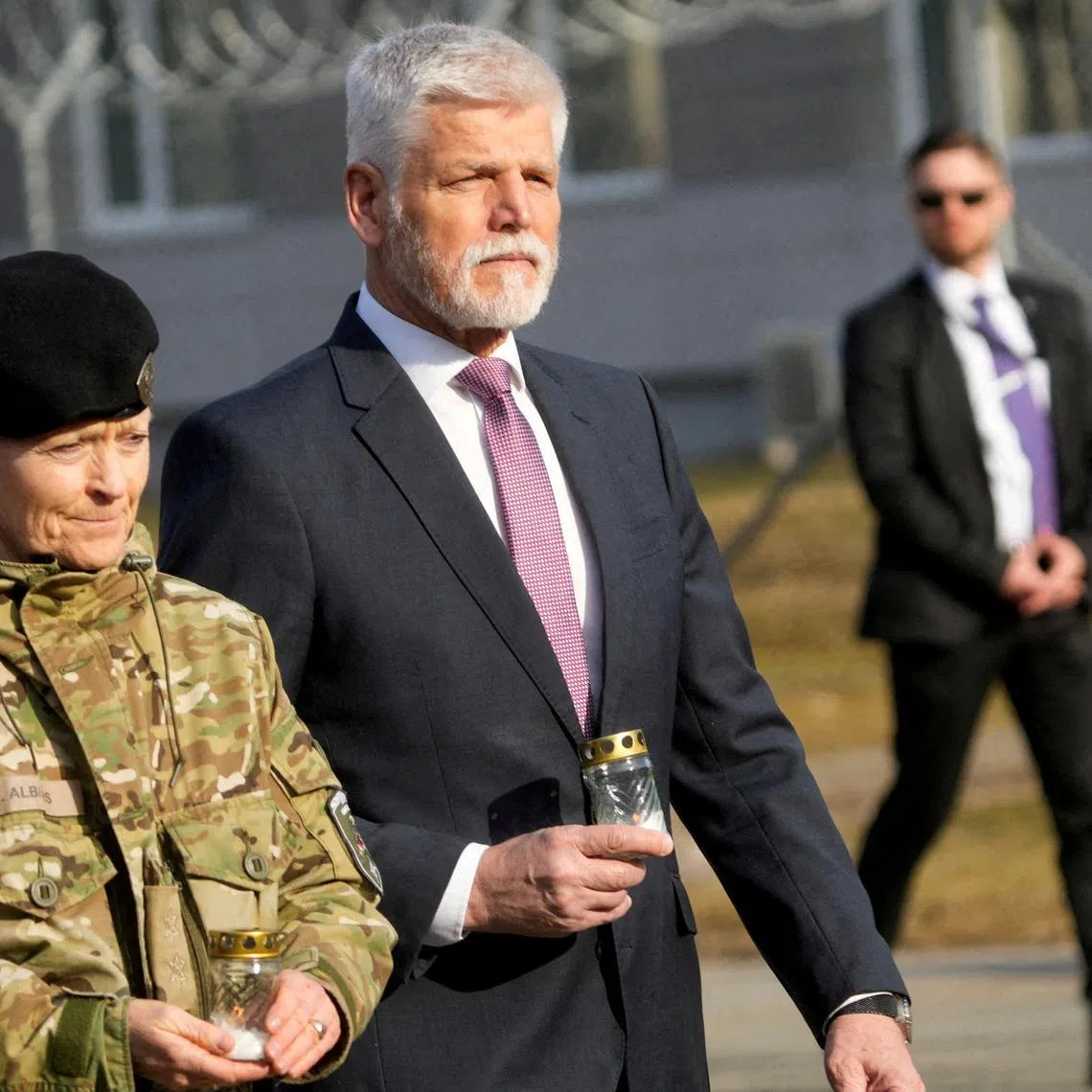 FILE PHOTO: Commander of the Multinational Division North Jette Albinus and Czech President Petr Pavel visit NATO enhanced Forward Presence brigade Latvia in Adazi military base, Latvia, March 11, 2026. REUTERS/Ints Kalnins/File Photo