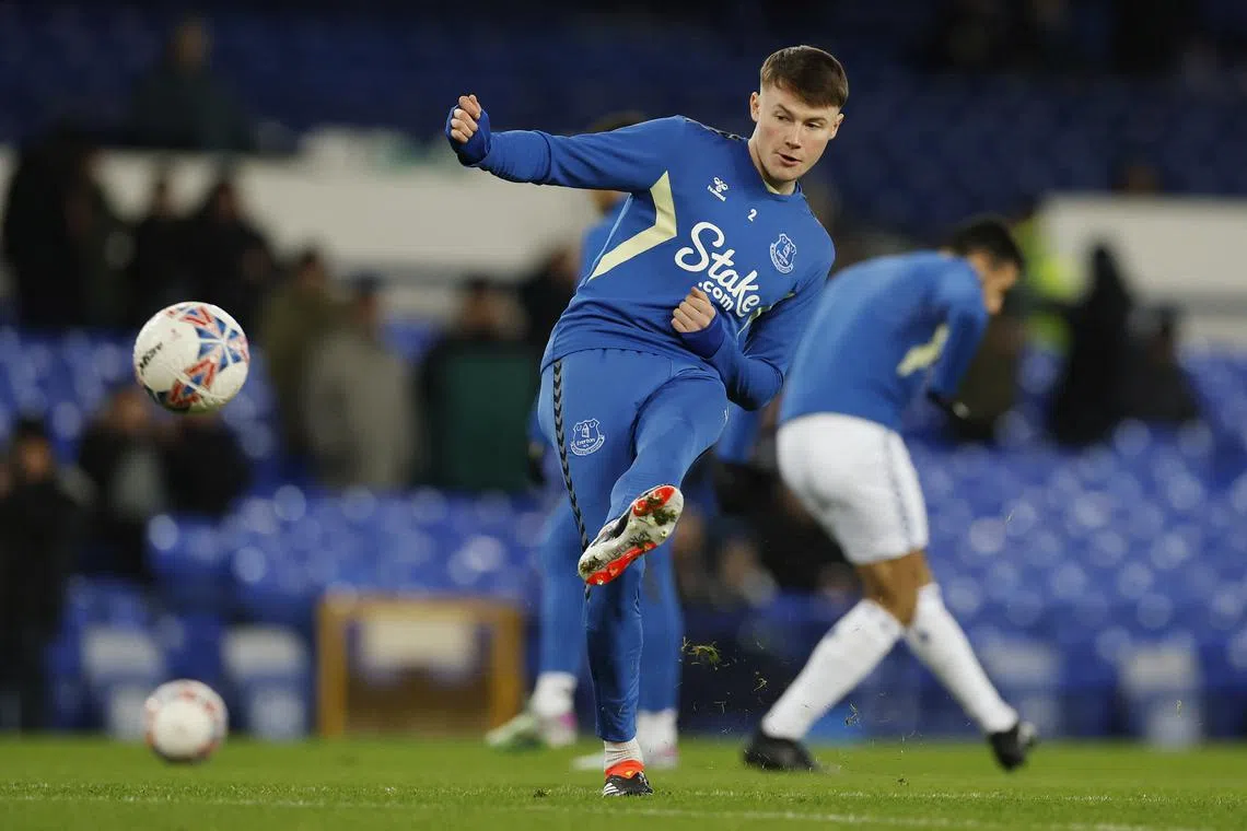 FILE PHOTO: Soccer Football - FA Cup - Third Round Replay - Everton v Crystal Palace - Goodison Park, Liverpool, Britain - January 17, 2024 Everton's Nathan Patterson during the warm up before the match Action Images via Reuters/Jason Cairnduff/File Photo