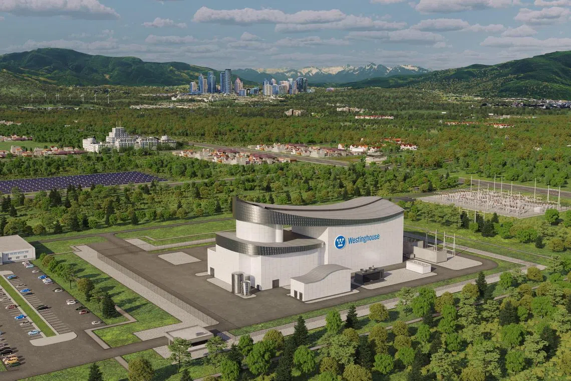 An artist’s rendering shows Westinghouse’s planned AP300 small modular nuclear power reactor.