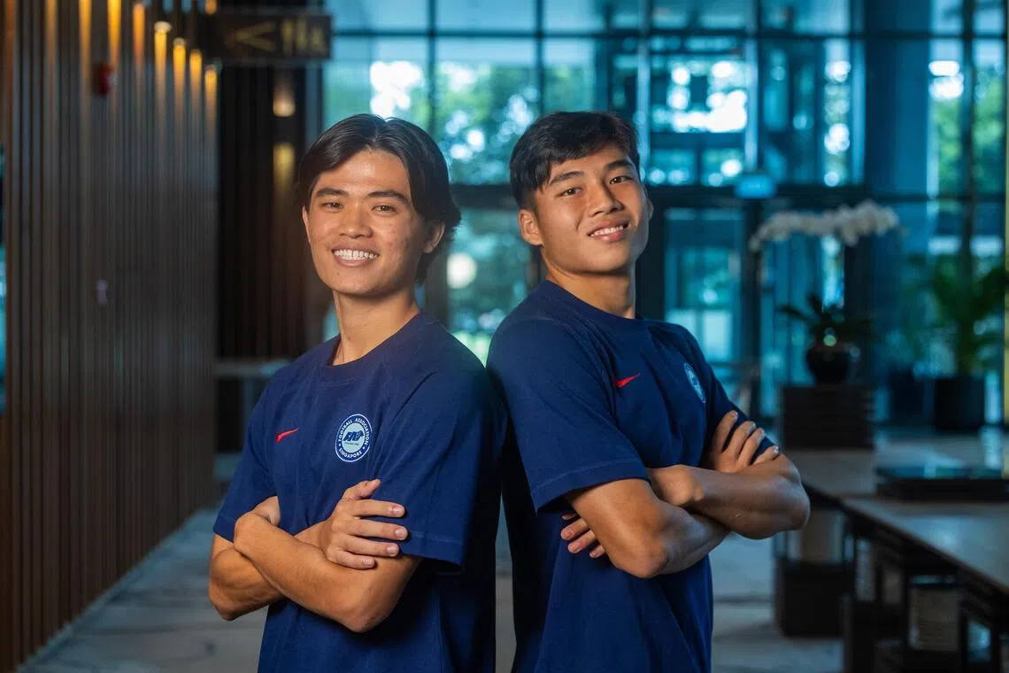 Jonan Tan (right) and Ong Yu En have earned maiden national team call-ups after impressing for Vizela and Young Lions respectively.