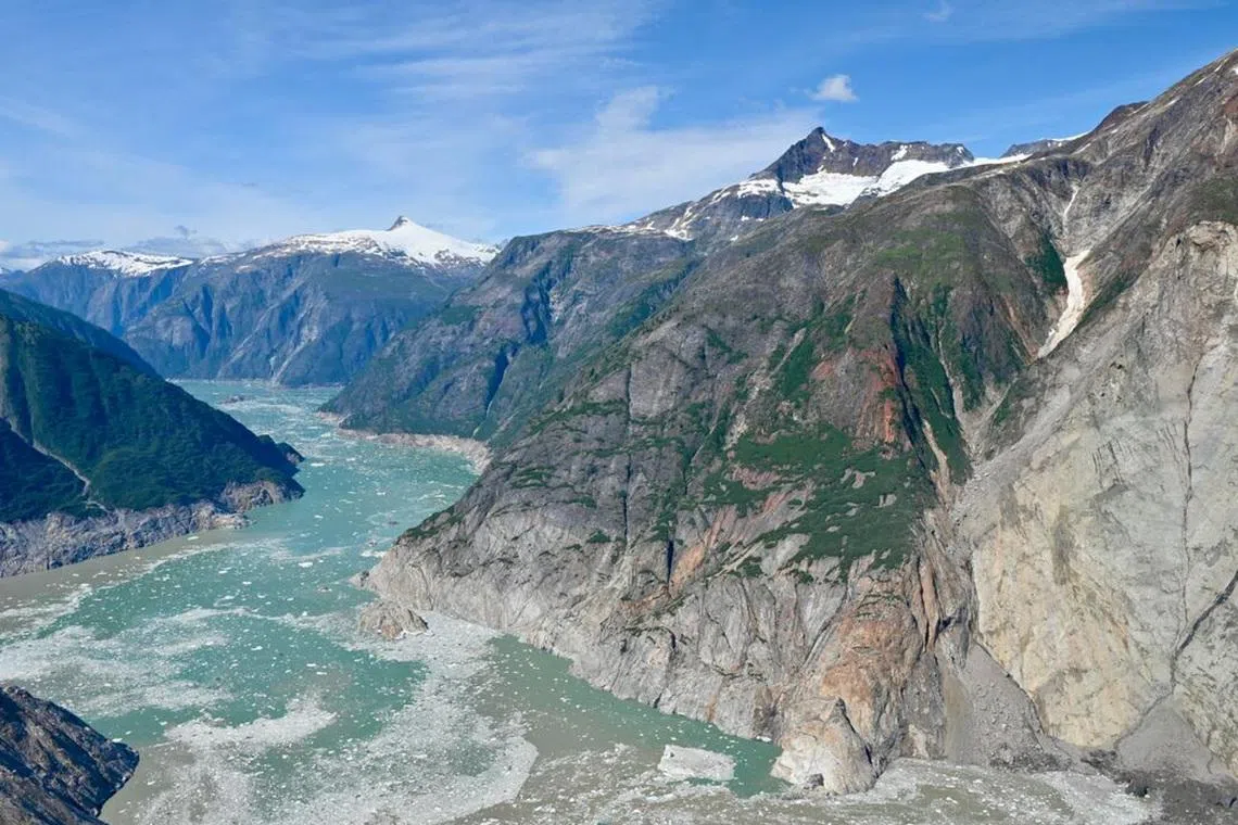 A U.S. Geological Survey field photo taken during a reconnaissance trip following the Tracy Arm Fjord landslide shows the aftermath of a tsunami that occurred three days earlier, within the Tongass National Forest, south of Juneau, Alaska, U.S., August 13, 2025. U.S. Geological Survey agency/Handout via REUTERS