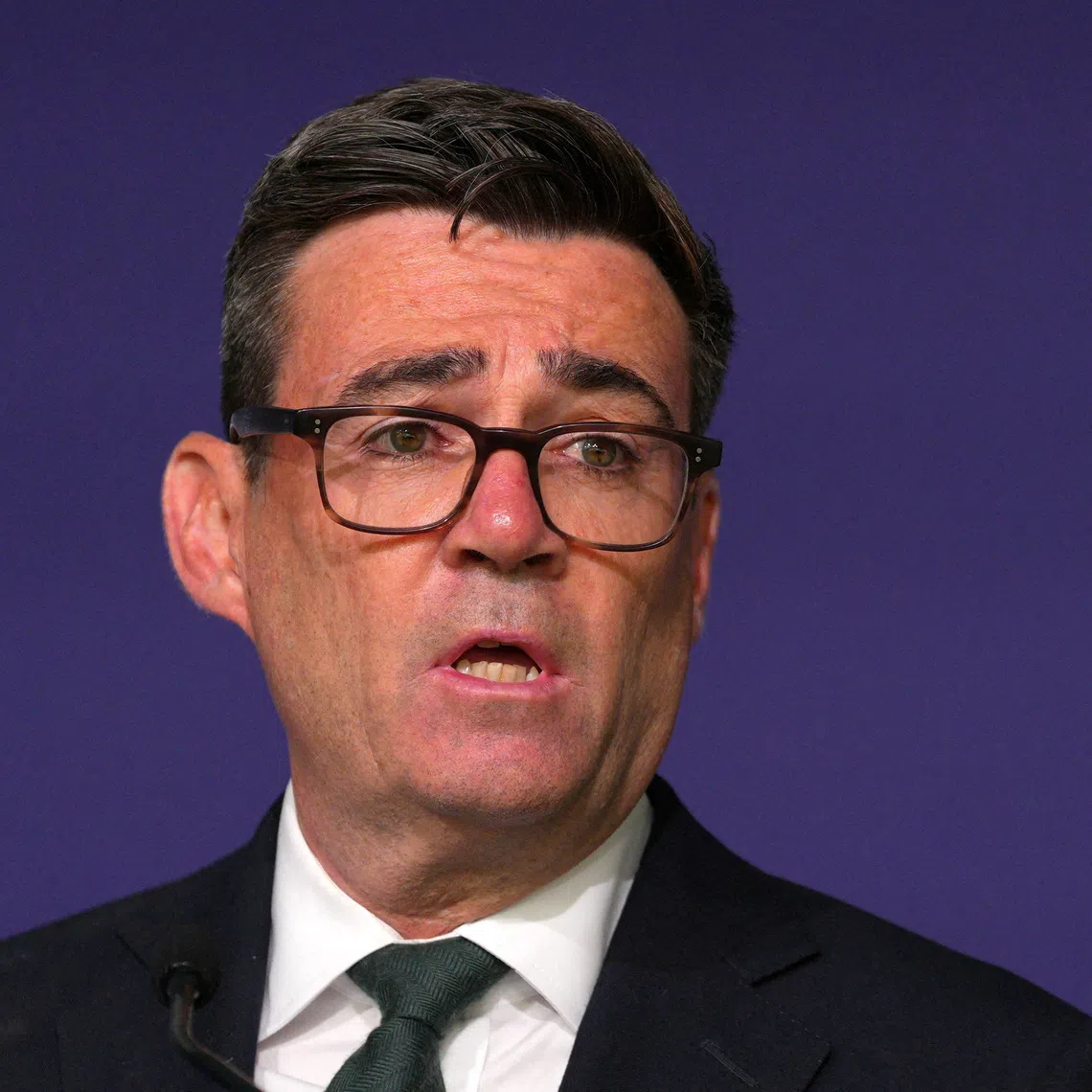 FILE PHOTO: LONDON, ENGLAND - AUGUST 21: British Prime Minister Andy Burnham delivers closing remarks during the first National Day for Victims and Survivors of Terrorism memorial event at Lancaster House on August 21, 2026 in London, England.       Carl Court/Pool via REUTERS/File Photo