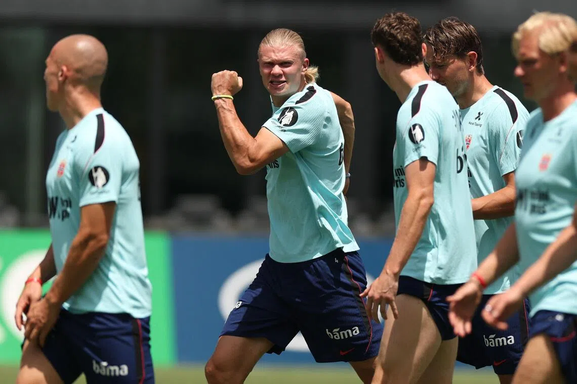Norway’s Erling Haaland taking part in a team training session on July 9 in Miami.