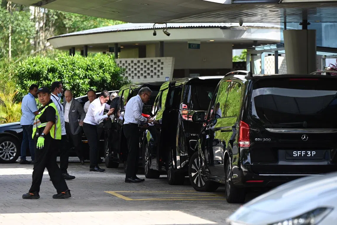 The hearse of Mr Wee arrives at the Mandai Crematorium on Feb 7, 2024.
