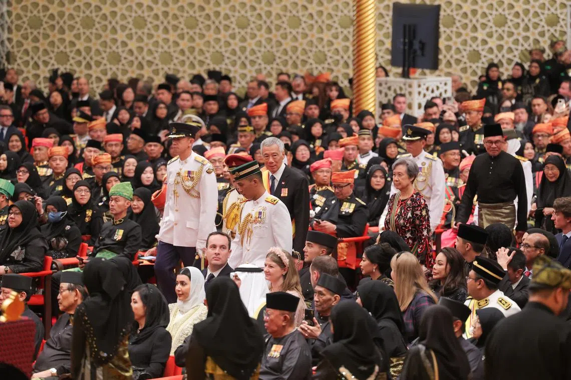 Prime Minister Lee Hsien Loong and Mrs Lee were among those who attended the wedding celebration of Prince Abdul Mateen and Ms Anisha Rosnah.