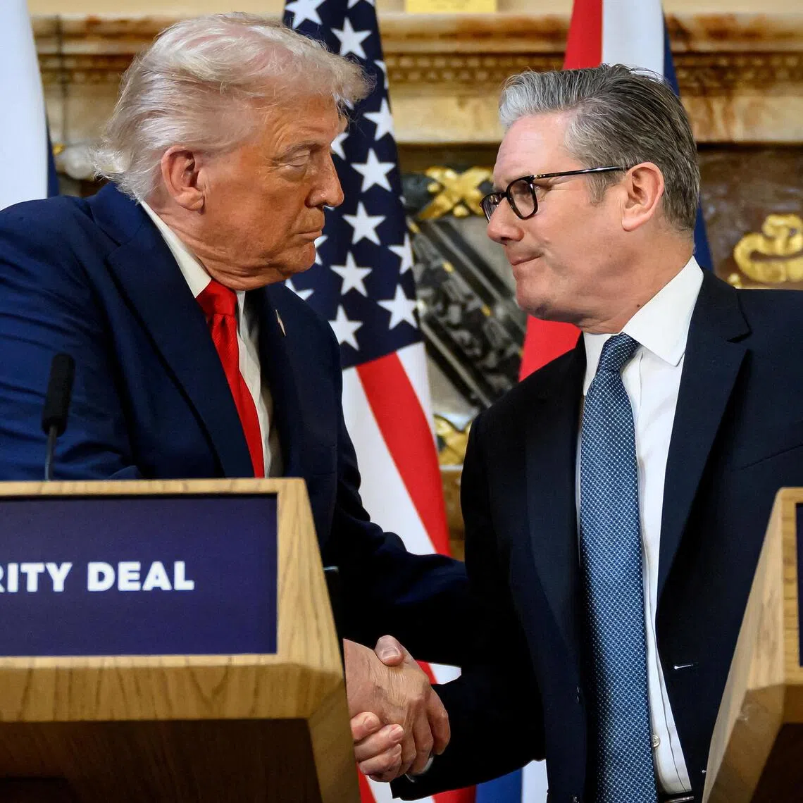 US President Donald Trump (left) and British Prime Minister Keir Starmer discussed efforts to achieve a “just and lasting end” to the war in Ukraine on Dec 21.