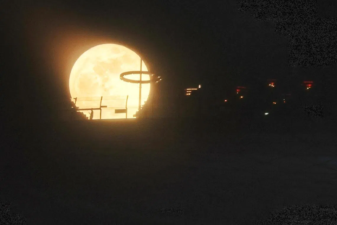 The super blue moon, captured near Merlion Park on Aug 31, 2023.