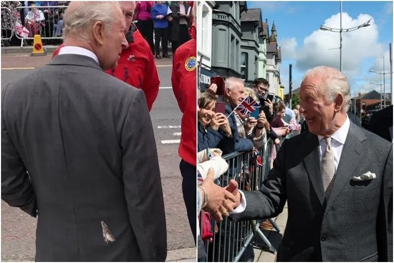 The droppings stuck their landing on the back of King Charles’ jacket, though he reportedly declined a quick wardrobe change.