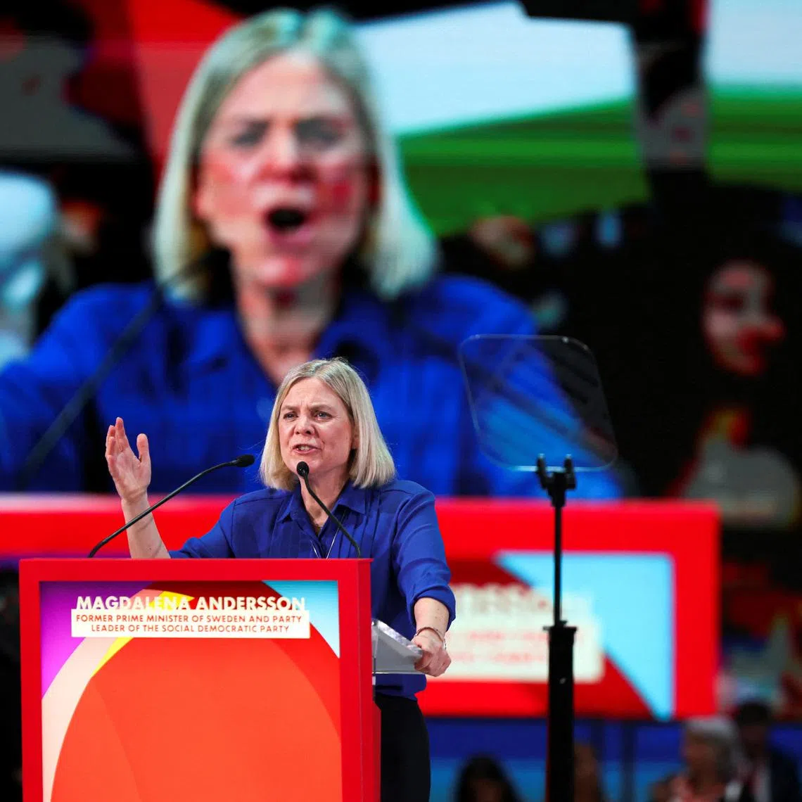 Magdalena Andersson, former Prime Minister of Sweden, speaks during the Global Progressive Mobilisation in Barcelona, Spain, April 18, 2026. REUTERS/Nacho Doce