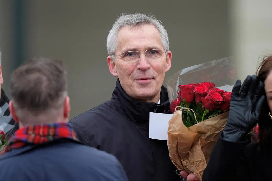 Former Secretary General of NATO Jens Stoltenberg, set to become Norway's new finance minister, looks on at the Palace Square in Oslo, Norway February 4, 2025.   NTB/Lise Aserud/via REUTERS