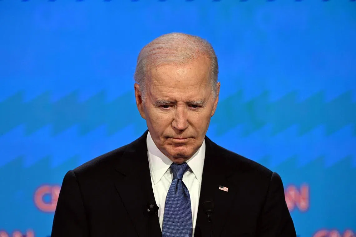 President Joe Biden during the first presidential debate at a CNN studio in Atlanta on June 27, 2024. 