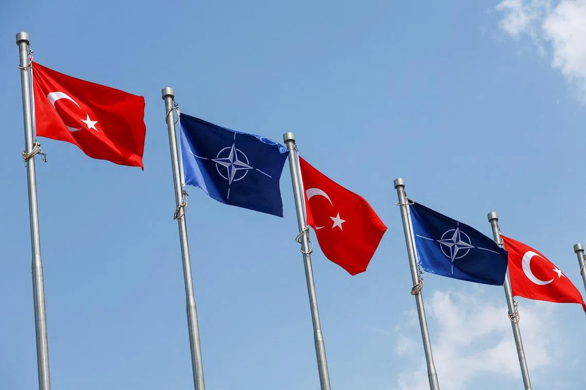 Turkey and NATO flags wave ahead of the NATO summit, in Ankara, Turkey, July 4, 2026. REUTERS/Efekan Akyuz