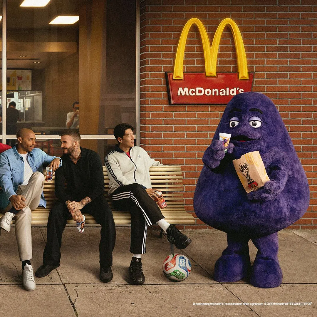 The World Cup global campaign is backed by famed football stars and Grimace. 