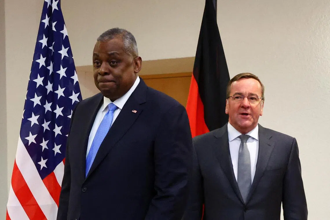 US Defence Secretary Lloyd Austin (left) and German Defence Minister Boris Pistorius met in Berlin for talks, on Jan 19, 2023.