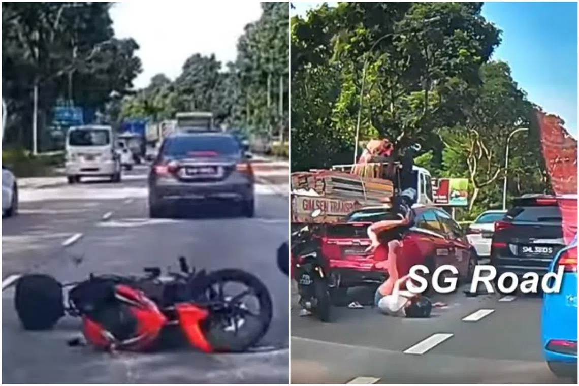 The incident involved two cars, two motorcycles and a taxi.