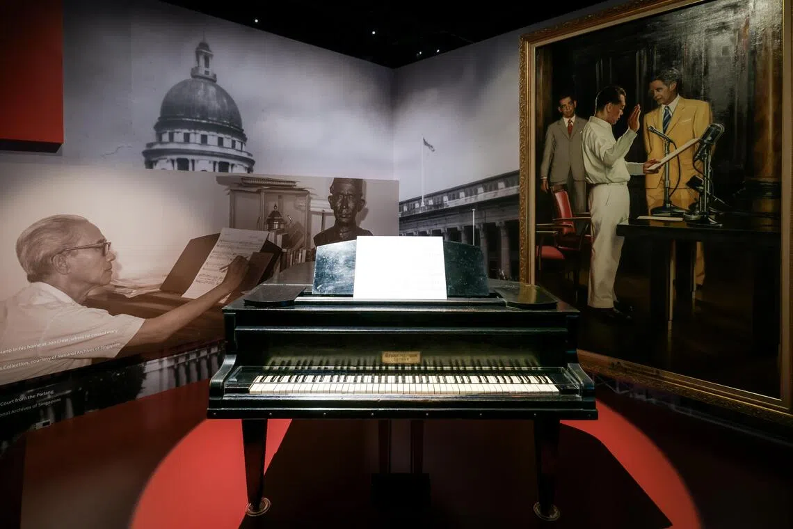 The late composer Zubir Said’s century-old Strohmenger grand piano, which he used to compose Singapore’s national anthem “Majulah Singapura”.