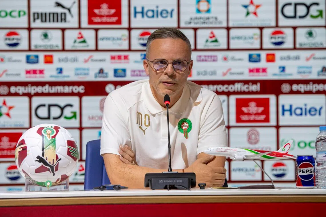 Morocco coach Mohamed Ouahbi during a press conference to announce his squad for the World Cup.