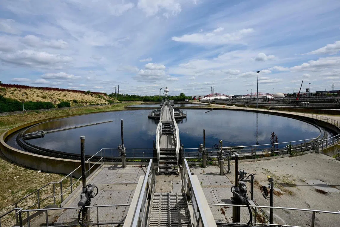 A view of the Seine-Valenton wastewater treatment plant of the greater Paris Sanitation Authority in Valenton, south-east of Paris. The ongoing work to disinfect water discharges from the water treatment plants is aimed at lowering the concentration of bacteria to reach the bathing quality threshold that will allow athletes of the 2024 Olympic Games to compete in the Seine. 